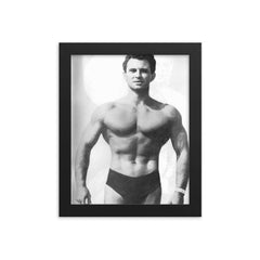 Vince Gironda framed print on a plain backdrop in size 8"x10".