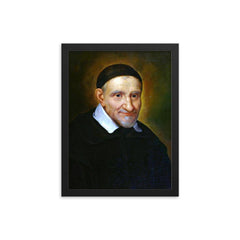 Vincent de Paul framed print on a plain backdrop in size 12"x16".