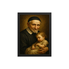 Vincent de Paul framed print on a plain backdrop in size 12"x16".