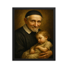 Vincent de Paul framed print on a plain backdrop in size 16"x20".