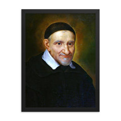 Vincent de Paul framed print on a plain backdrop in size 18"x24".