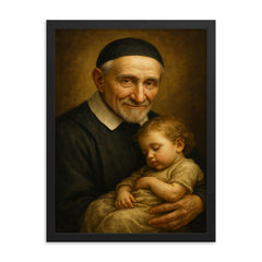 Vincent de Paul framed print on a plain backdrop in size 18"x24".