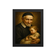 Vincent de Paul framed print on a plain backdrop in size 8"x10".