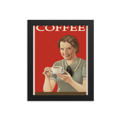 Vintage coffee makes everything better poster framed print on a plain backdrop in size 8"x10".