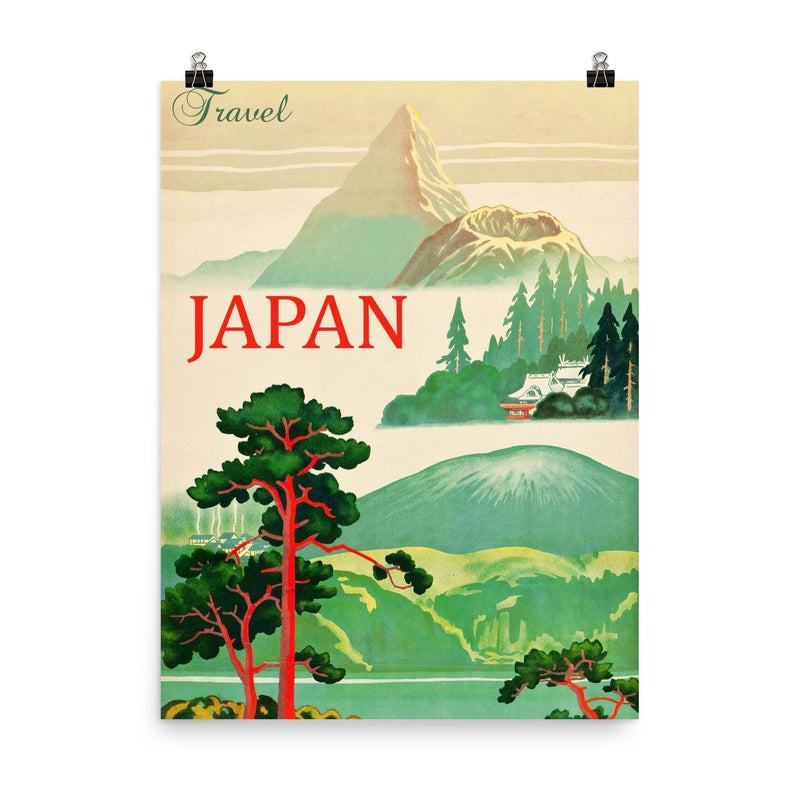 Vintage Japan travel poster poster on a plain backdrop in size 8