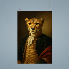 Vintage portrait of a cheetah in regal dress poster 9