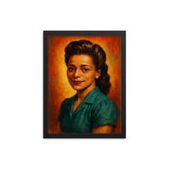 Viola Desmond framed print on a plain backdrop in size 12"x16".
