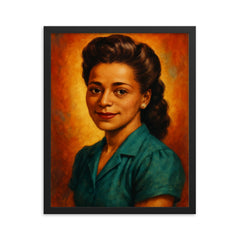 Viola Desmond framed print on a plain backdrop in size 16"x20".