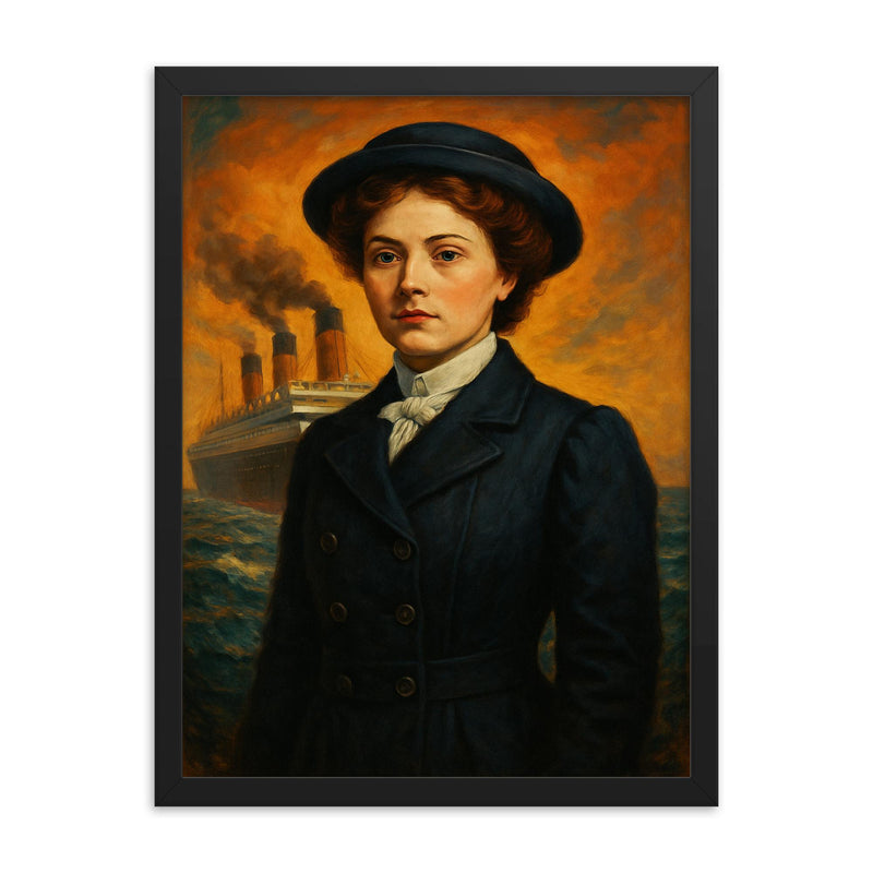 Violet Jessop framed print on a plain backdrop in size 18