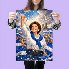 Violeta Chamorro in blue and white rally poster 3