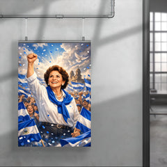 Violeta Chamorro in blue and white rally poster 4