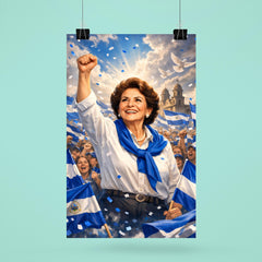 Violeta Chamorro in blue and white rally poster 6
