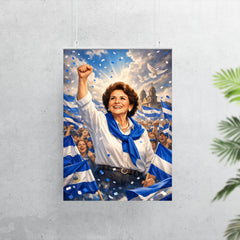 Violeta Chamorro in blue and white rally poster 7