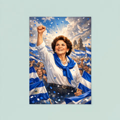 Violeta Chamorro in blue and white rally poster 8