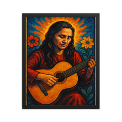 Violeta Parra framed print on a plain backdrop in size 16"x20".