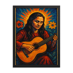 Violeta Parra framed print on a plain backdrop in size 18"x24".