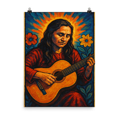 Violeta Parra poster on a plain backdrop in size 8"x10".