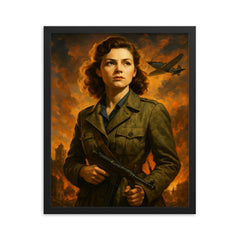Violette Szabo framed print on a plain backdrop in size 16"x20".
