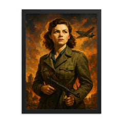 Violette Szabo framed print on a plain backdrop in size 18"x24".