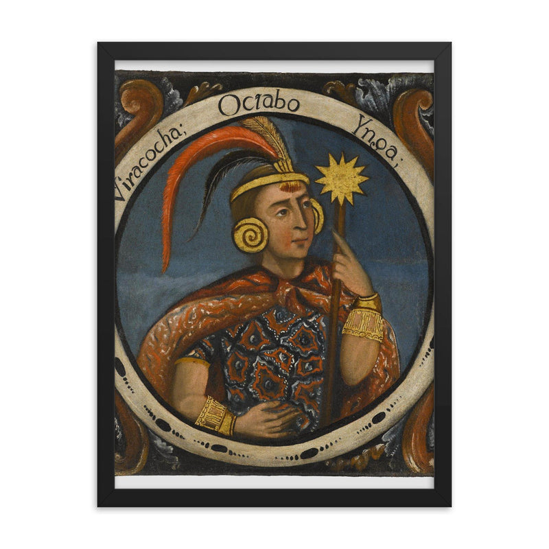 Viracocha Inca framed print on a plain backdrop in size 18