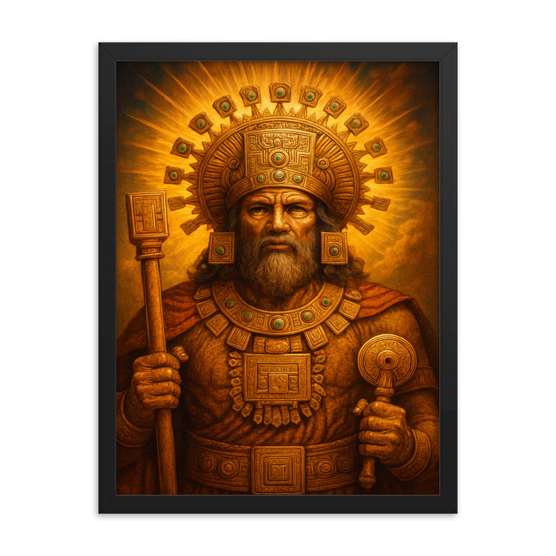 Viracocha Inca framed print on a plain backdrop in size 18
