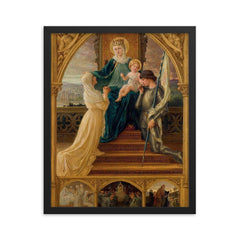 Virgin and Child with Saint Geneviève and Joan of Arc by Élisabeth Sonrel, 1916 framed print on a plain backdrop in size 16"x20".