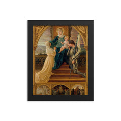 Virgin and Child with Saint Geneviève and Joan of Arc by Élisabeth Sonrel, 1916 framed print on a plain backdrop in size 8"x10".