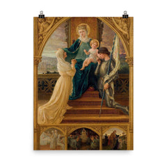 Virgin and Child with Saint Geneviève and Joan of Arc by Élisabeth Sonrel, 1916 poster on a plain backdrop in size 8"x10".