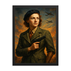Virginia Hall framed print on a plain backdrop in size 18"x24".
