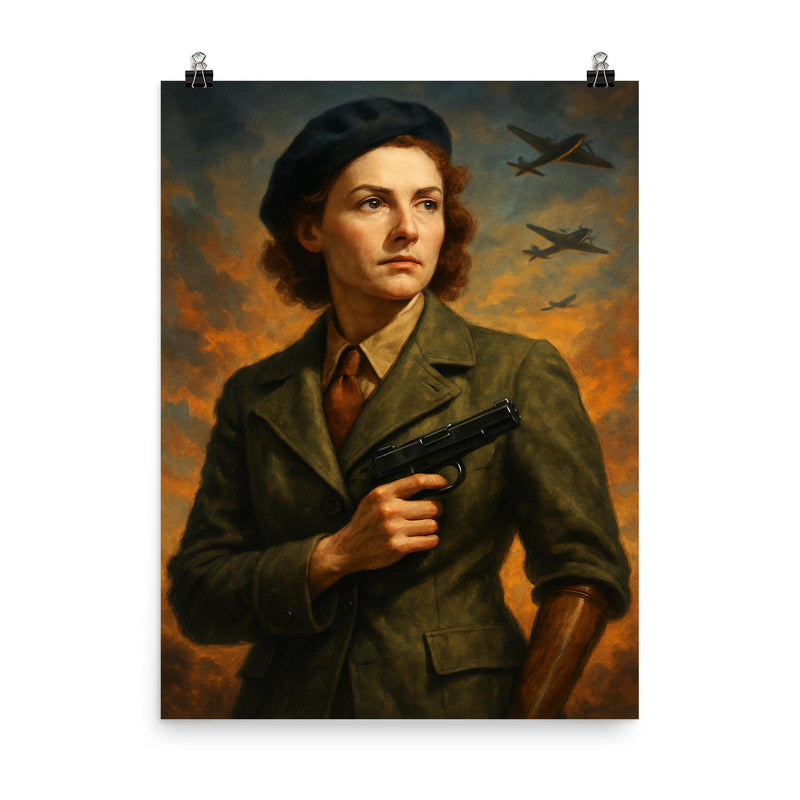 Virginia Hall poster on a plain backdrop in size 8