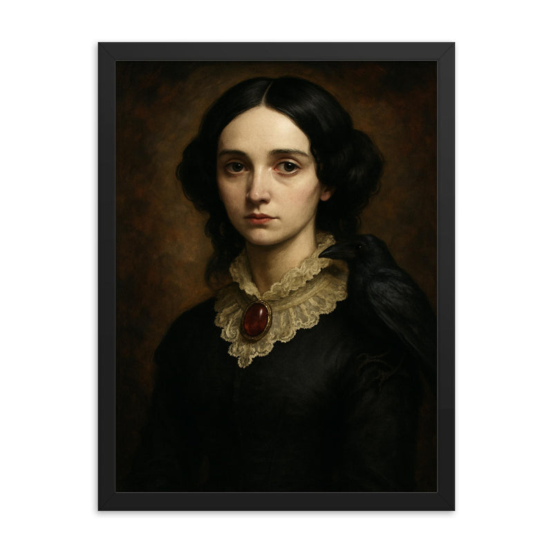 Virginia Poe framed print on a plain backdrop in size 18