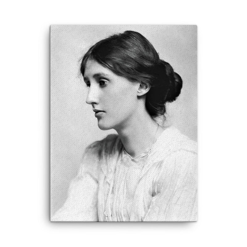 Virginia Woolf canvas print on a plain backdrop in size 18