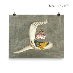Vishnu lying in yoga nidra on Sheshanaga, Brahma, cosmic Hindu universe art poster 2