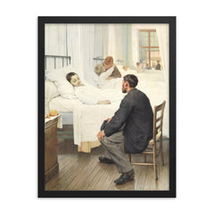 Visit Day at the Hospital by Jean Geoffroy, 1889 framed print on a plain backdrop in size 18"x24".