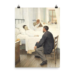 Visit Day at the Hospital by Jean Geoffroy, 1889 poster on a plain backdrop in size 8"x10".