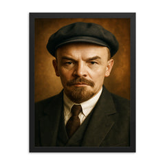 Vladimir Lenin portrait framed print on a plain backdrop in size 18"x24".