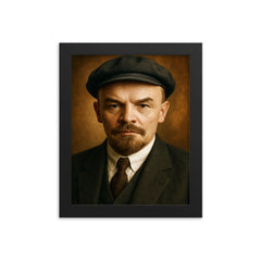 Vladimir Lenin portrait framed print on a plain backdrop in size 8"x10".