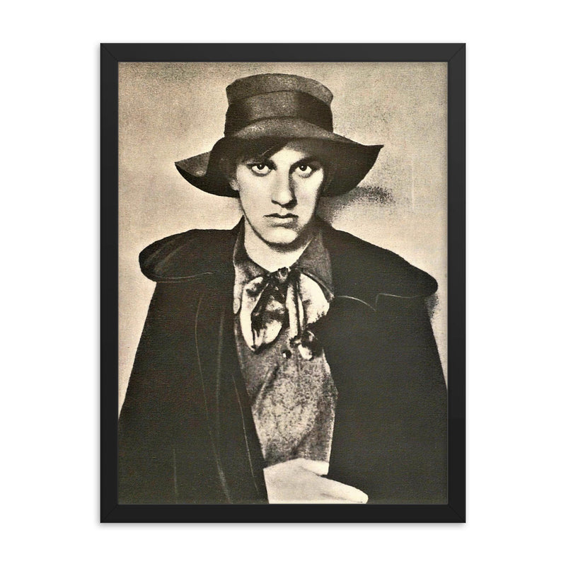 Vladimir Mayakovsky framed print on a plain backdrop in size 18