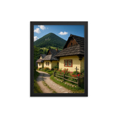 Vlkolinec Wooden Village Slovakia framed print on a plain backdrop in size 12"x16".