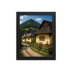 Vlkolinec Wooden Village Slovakia framed print on a plain backdrop in size 8"x10".