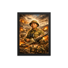 Vo Nguyen Giap at Dien Bien Phu framed print on a plain backdrop in size 12"x16".