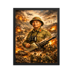 Vo Nguyen Giap at Dien Bien Phu framed print on a plain backdrop in size 16"x20".