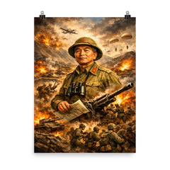 Vo Nguyen Giap at Dien Bien Phu poster on a plain backdrop in size 8"x10".