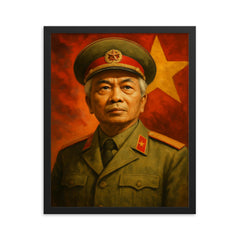 Vo Nguyen Giap framed print on a plain backdrop in size 16"x20".
