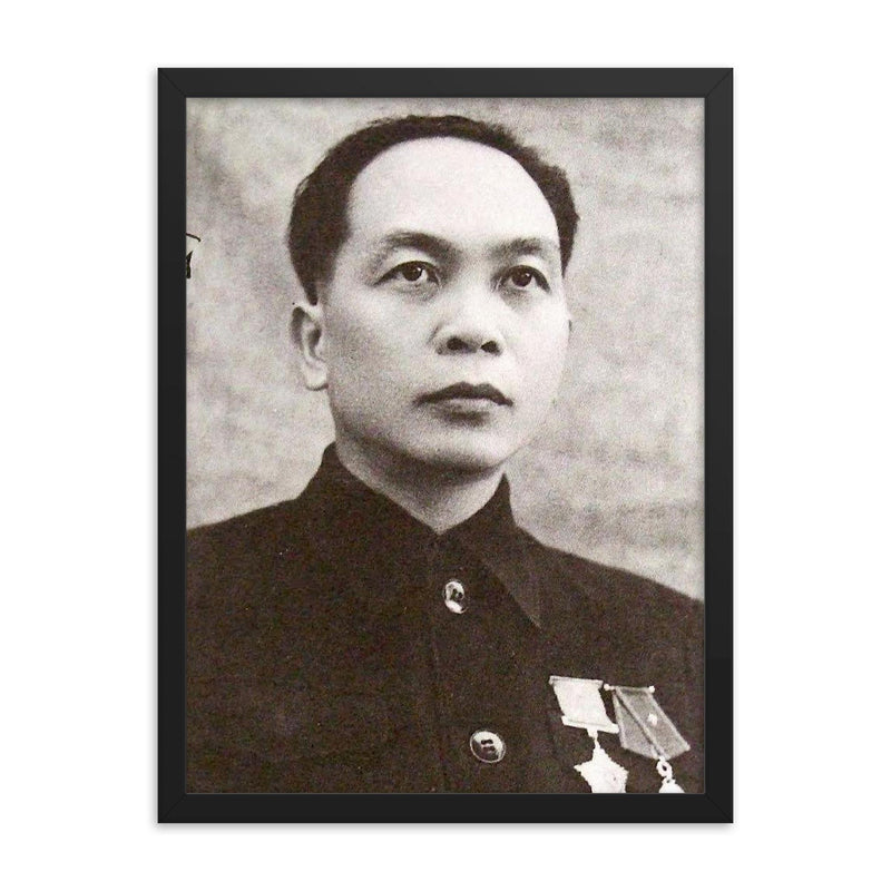 Vo Nguyen Giap framed print on a plain backdrop in size 18