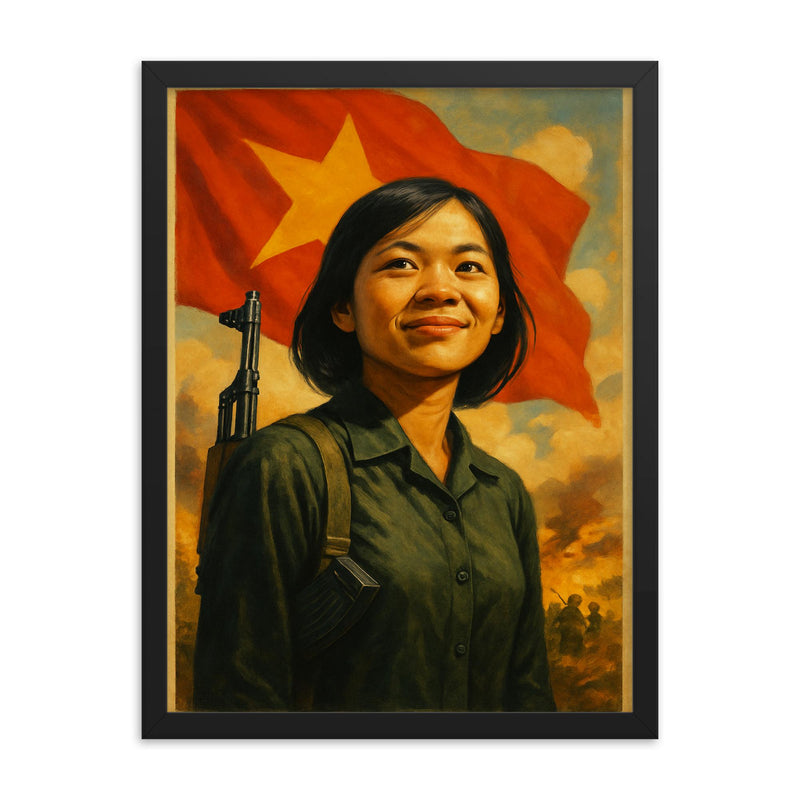Vo Thi Thang framed print on a plain backdrop in size 18