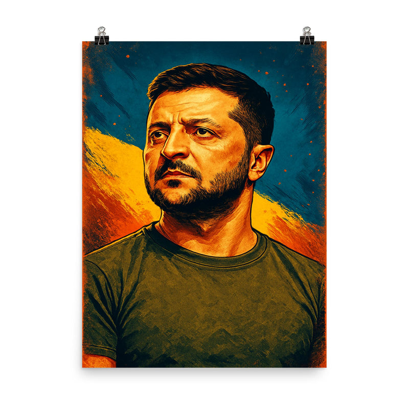 Volodymyr Zelenskyy poster on a plain backdrop in size 8