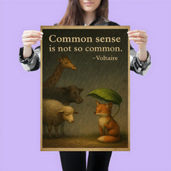 voltaire quote common sense animal shelter rain inspiring poster 3