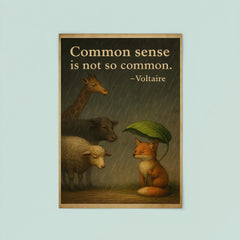 voltaire quote common sense animal shelter rain inspiring poster 8