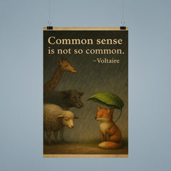 voltaire quote common sense animal shelter rain inspiring poster 9